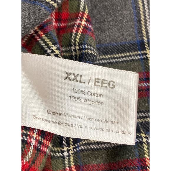 Eddie Bauer Men's Sz XXL Flannel Shirt Red/Grey Plaid Cotton Button Down Pocket - Picture 9 of 12